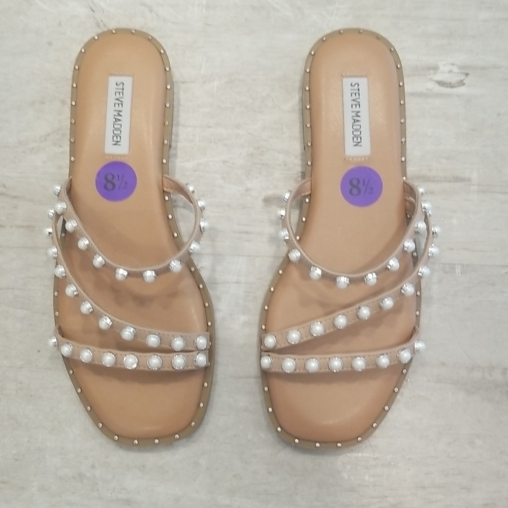 💕STEVE MADDEN💕 Zildam Embellished Sandals ~ Brown/Tan 8.5 NWT